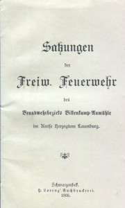 Die Satzungen der Freiwilligen Feuerwehr Aumühle von 1905